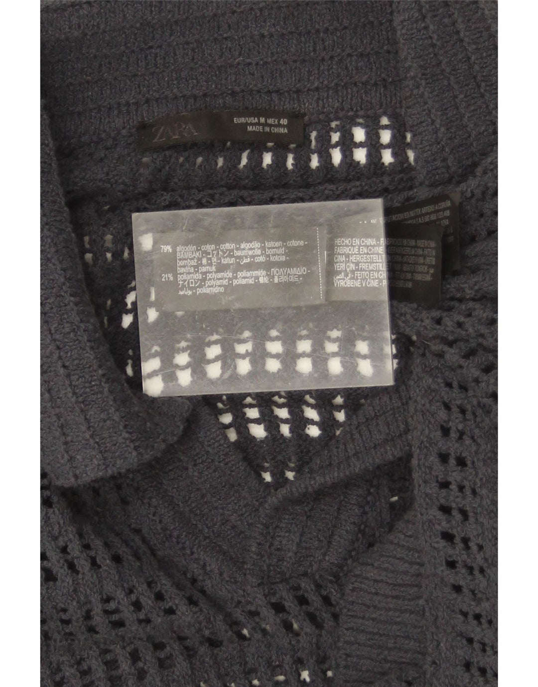 Camisa polo masculina Zara algodão cinza médio