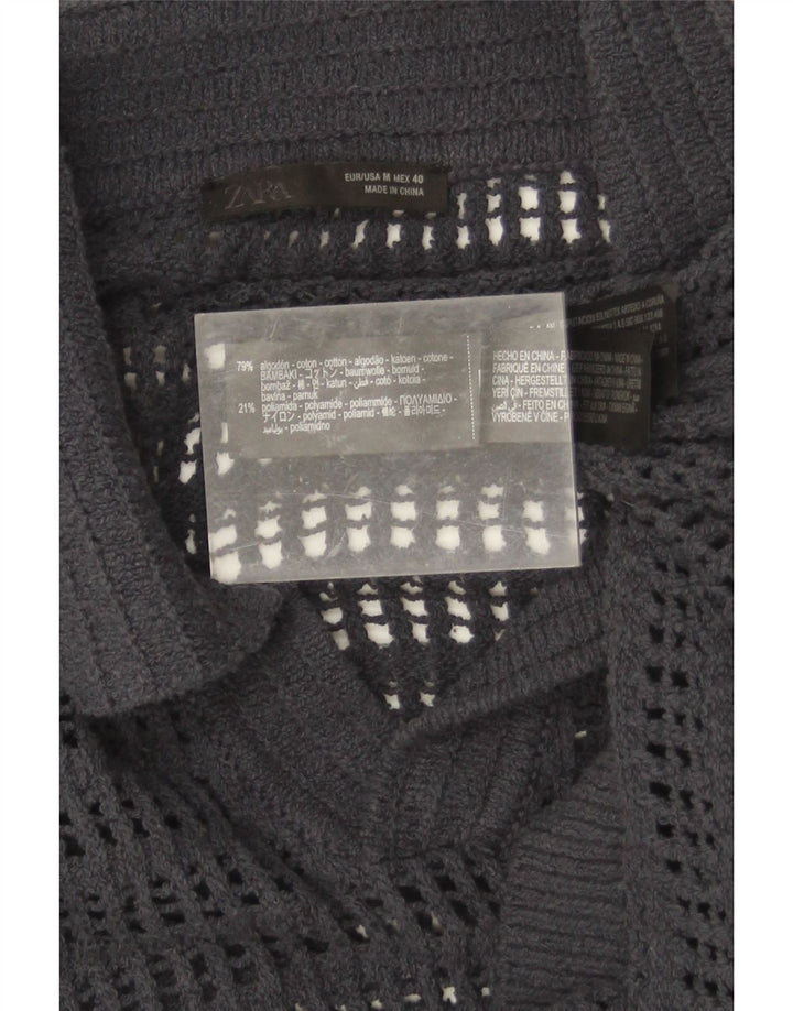 Camisa polo masculina Zara algodão cinza médio