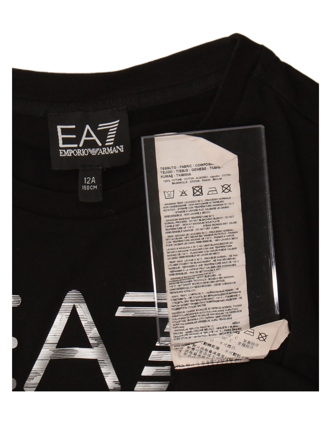 Camiseta gráfica EMPORIO ARMANI para meninos 11-12 anos algodão preto
