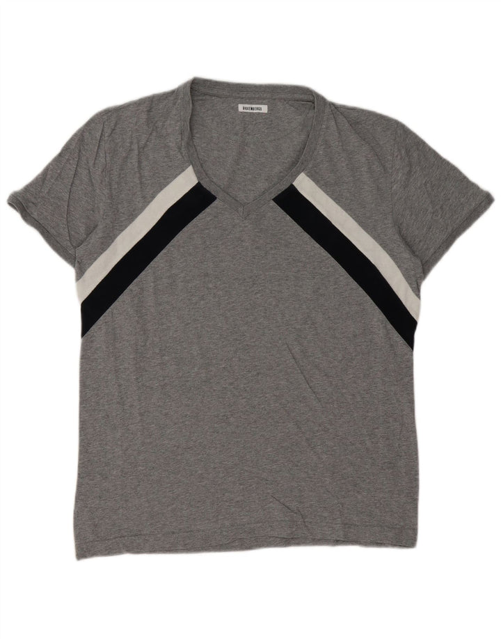 Camiseta masculina Bikkembergs grande algodão colorblock cinza