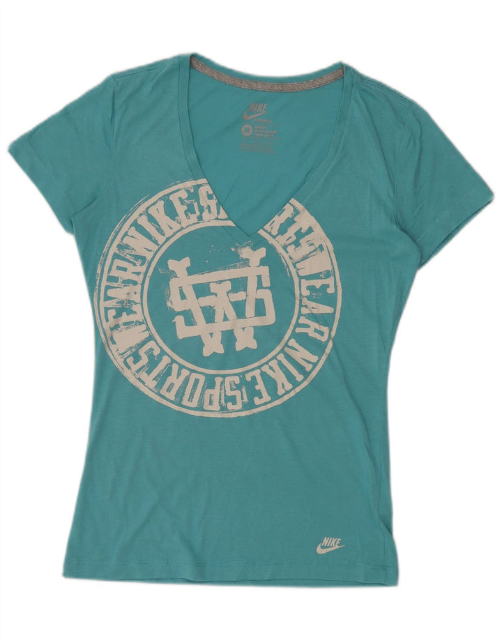 Camiseta feminina Nike Slim Fit Graphic UK 12 Médio Azul Poliéster