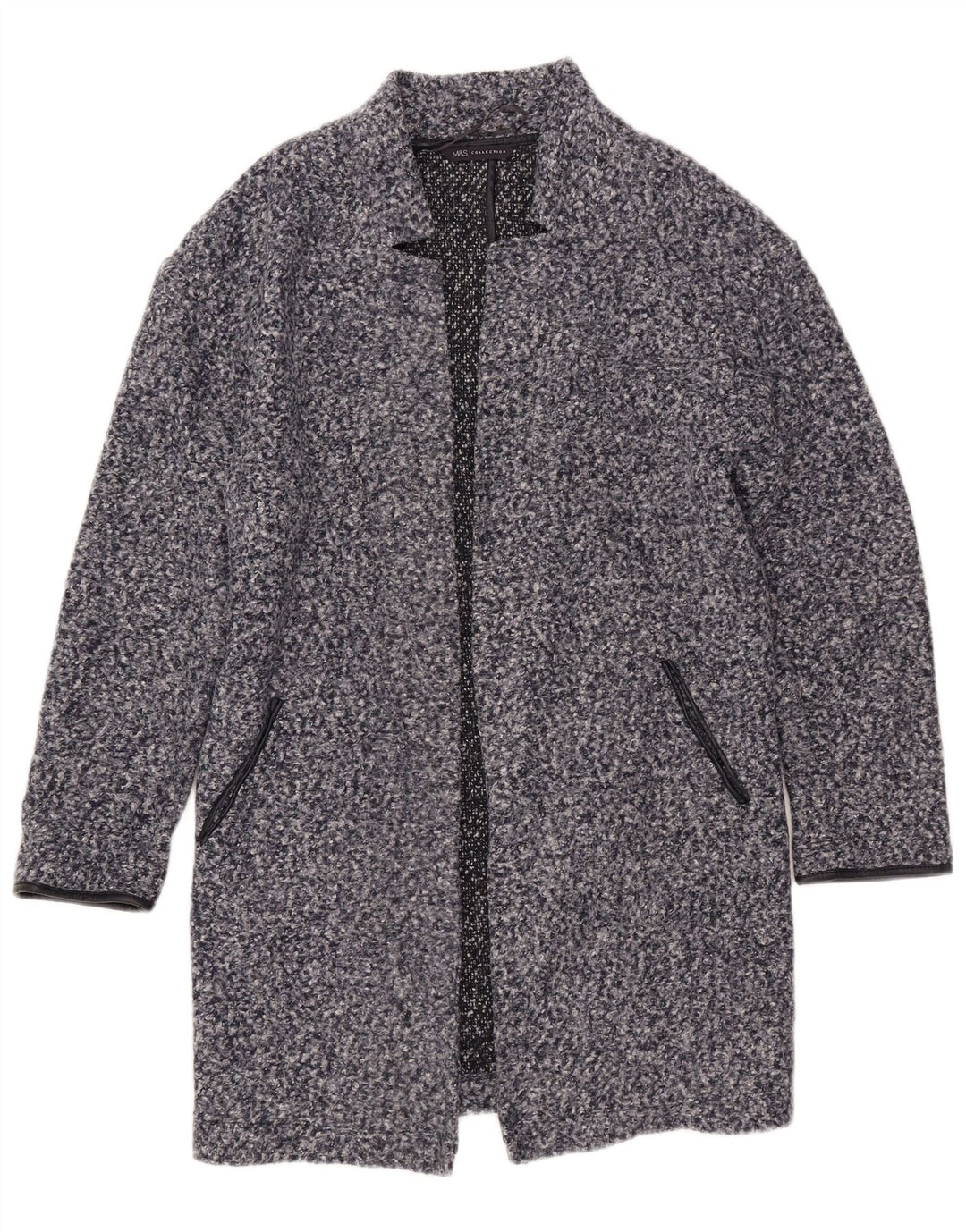 Sobretudo feminino Marks & Spencer Reino Unido 8 pequeno poliéster manchado azul marinho