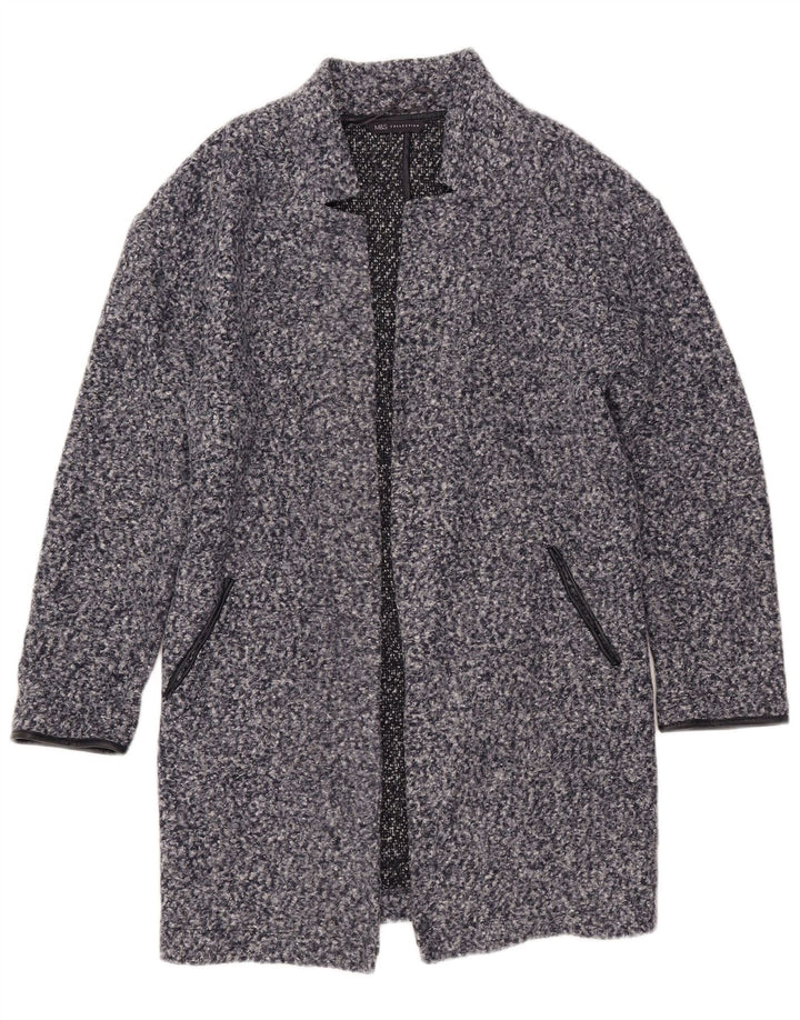 Sobretudo feminino Marks & Spencer Reino Unido 8 pequeno poliéster manchado azul marinho