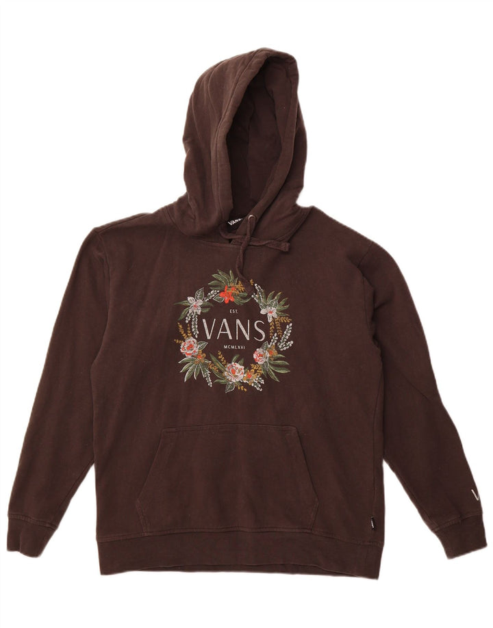 Vans Womens Graphic Hoodie Jumper UK 10 Pequeno Algodão Marrom