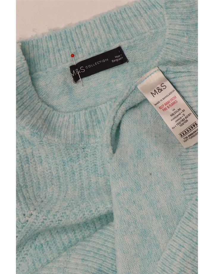 Suéter feminino Marks & Spencer com gola canoa grande Reino Unido 14 azul médio