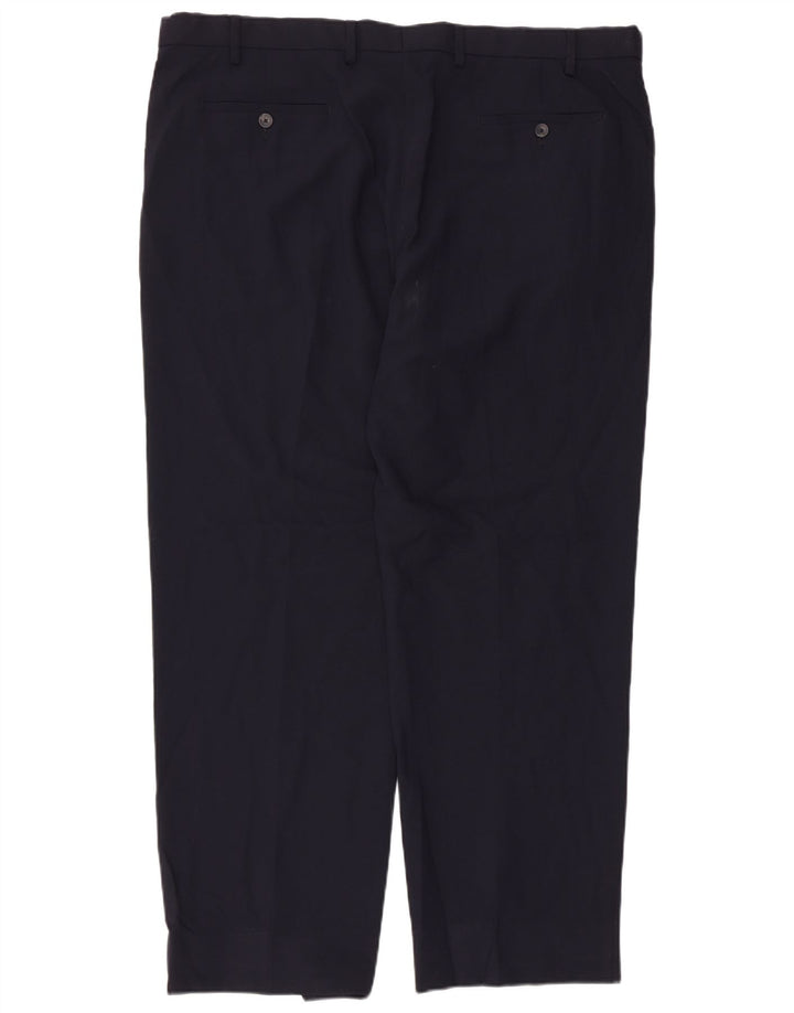 Calça Chino Regular Masculina Marks & Spencer W42 L30 Poliéster Azul Marinho