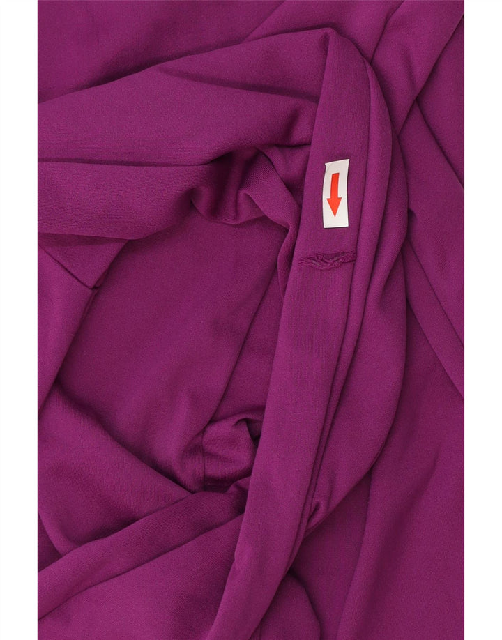 Nike Womens Dri Fit Zip Neck Pullover Treino Top UK 10 Pequeno Roxo