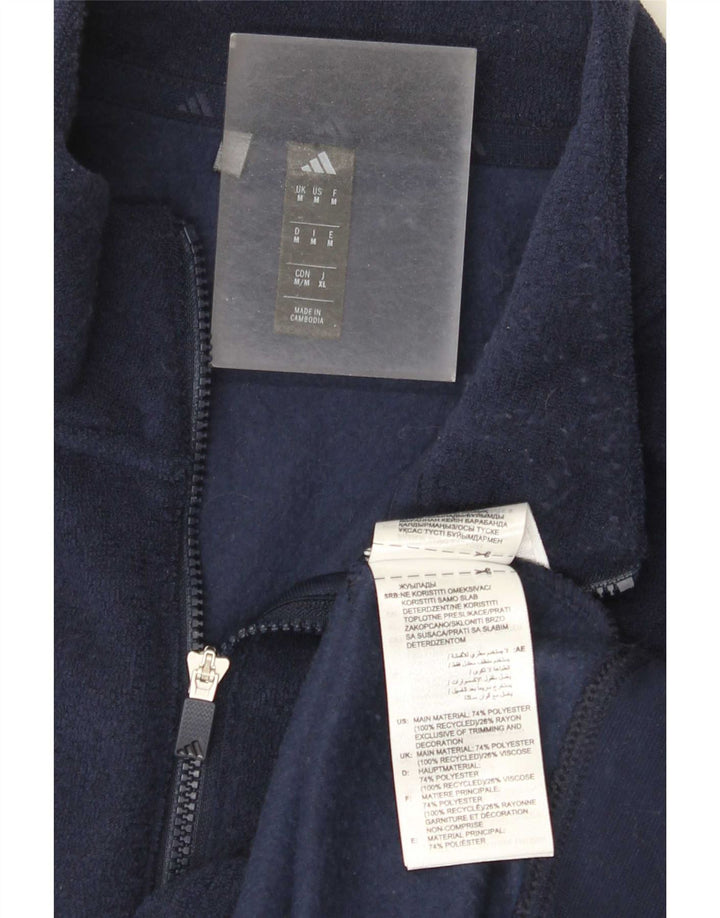 Adidas Mens Zip Neck Fleece Jumper Médio Azul Marinho Poliéster