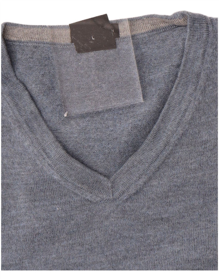 Suéter masculino HUGO BOSS com decote em V grande azul