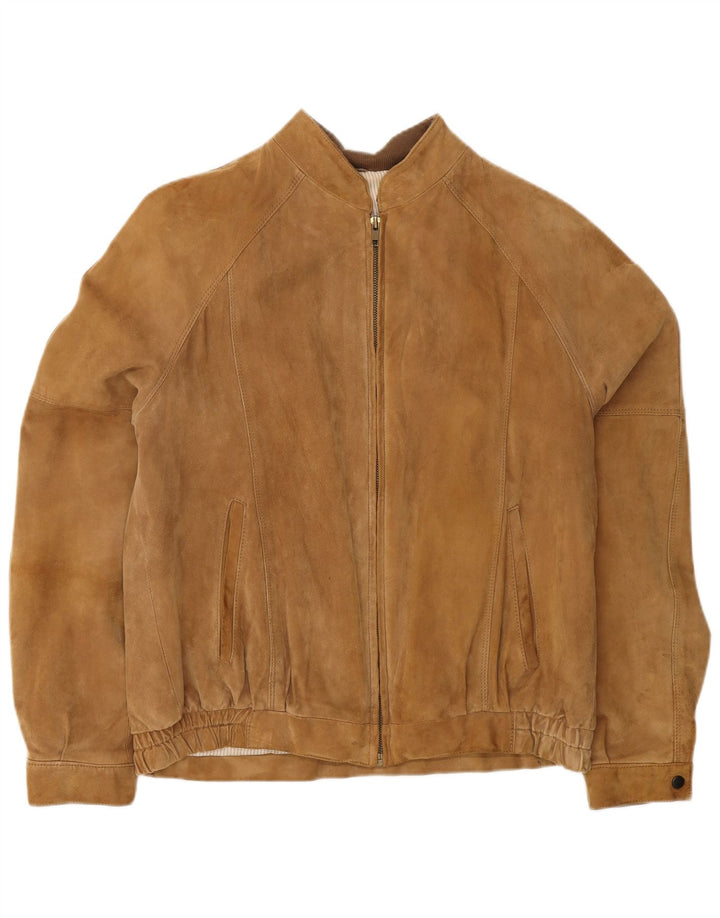 Jaqueta bomber masculina vintage de camurça IT 50 couro marrom grande