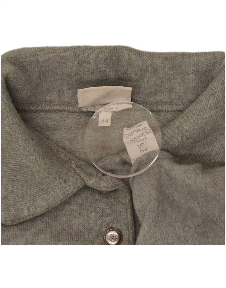 TRUSSARDI Suéter feminino oversized com gola polo IT 44 lã cinza médio