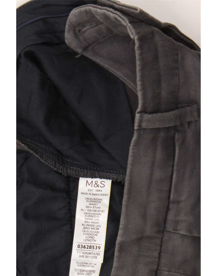 Calça Chino Slim Masculina Marks & Spencer W32 L33 Algodão Cinza