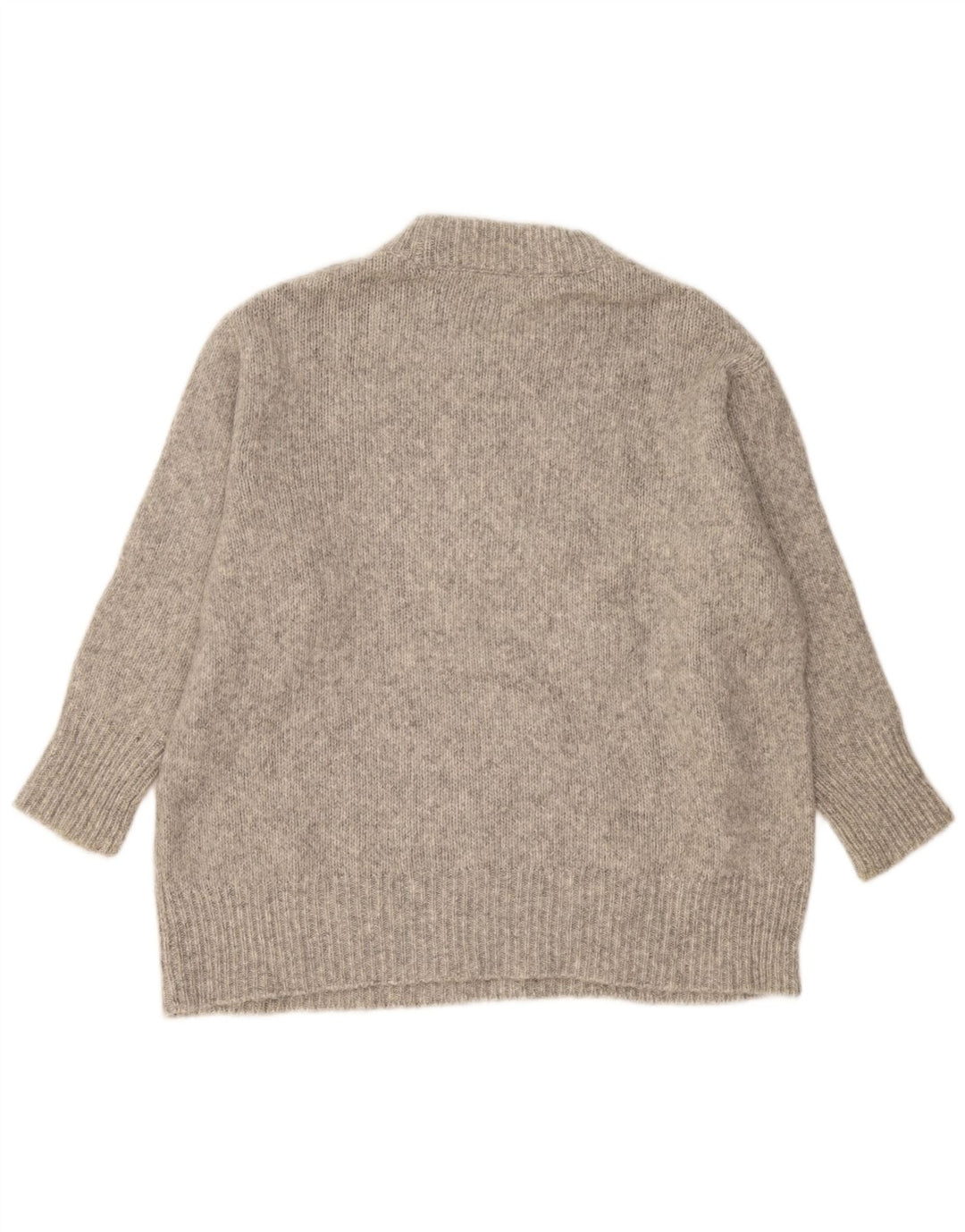 Zara Suéter feminino oversized com gola redonda Reino Unido 10 pequeno cinza manchado