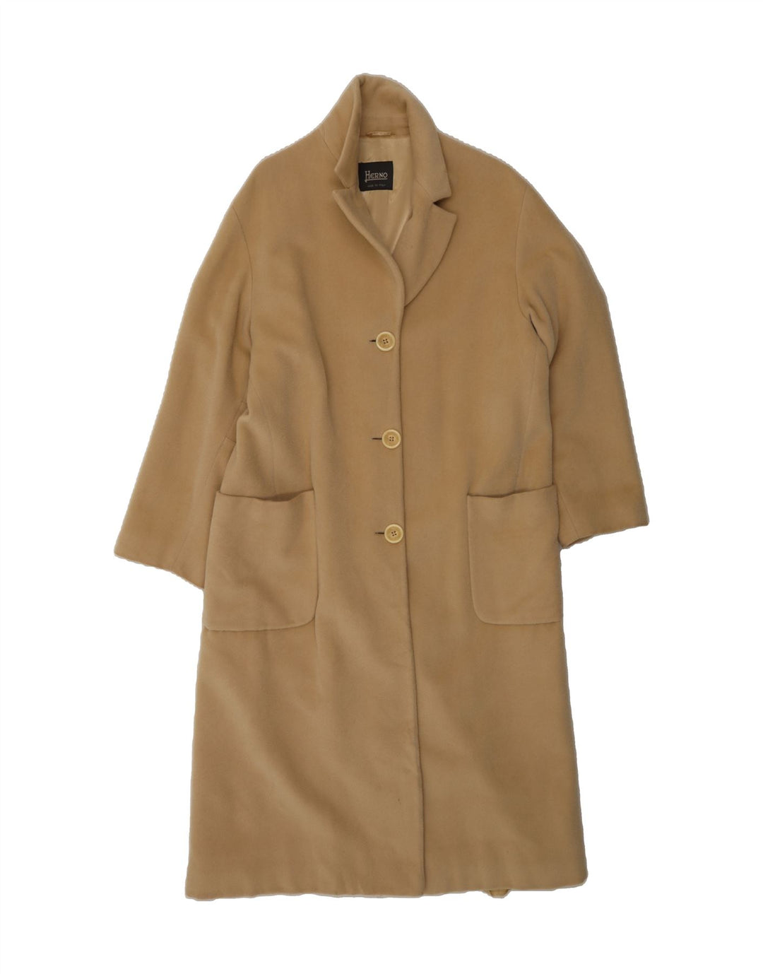 HERNO Womens Overcoat UK 16 Large Beige Wool Vintage Herno and Second-Hand Herno from Messina Hembry 