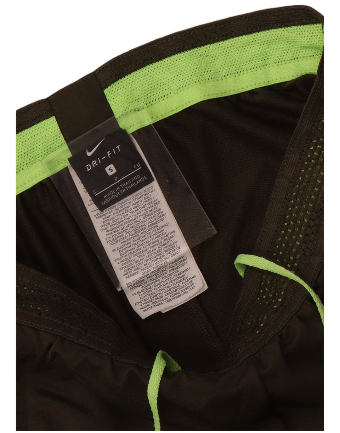 Calça de treino masculina Nike Dri Fit pequena cáqui poliéster geométrico