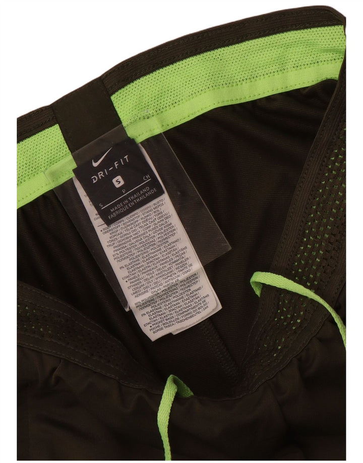 Calça de treino masculina Nike Dri Fit pequena cáqui poliéster geométrico