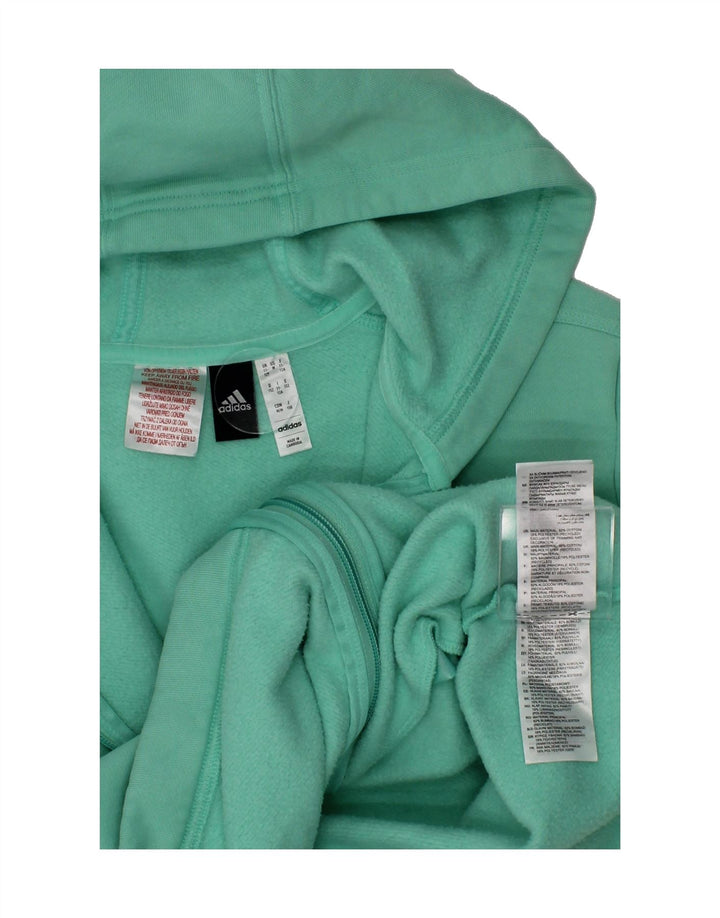 ADIDAS Girls Zip Hoodie Sweater 11-12 Years Green Cotton Vintage Adidas and Second-Hand Adidas from Messina Hembry 