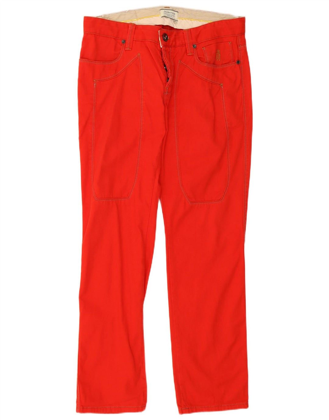 Jeans retos masculinos Jeckerson W33 L30 algodão vermelho