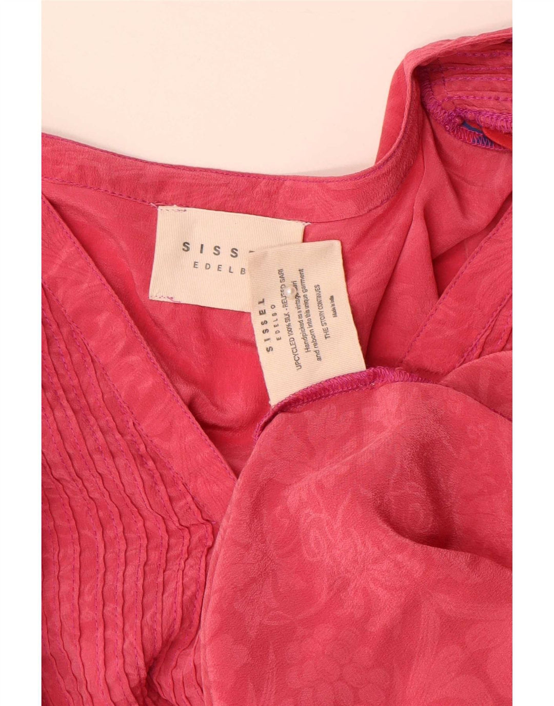 Pulôver feminino grande Sissel Edelbo Reino Unido 10 seda floral rosa pequena