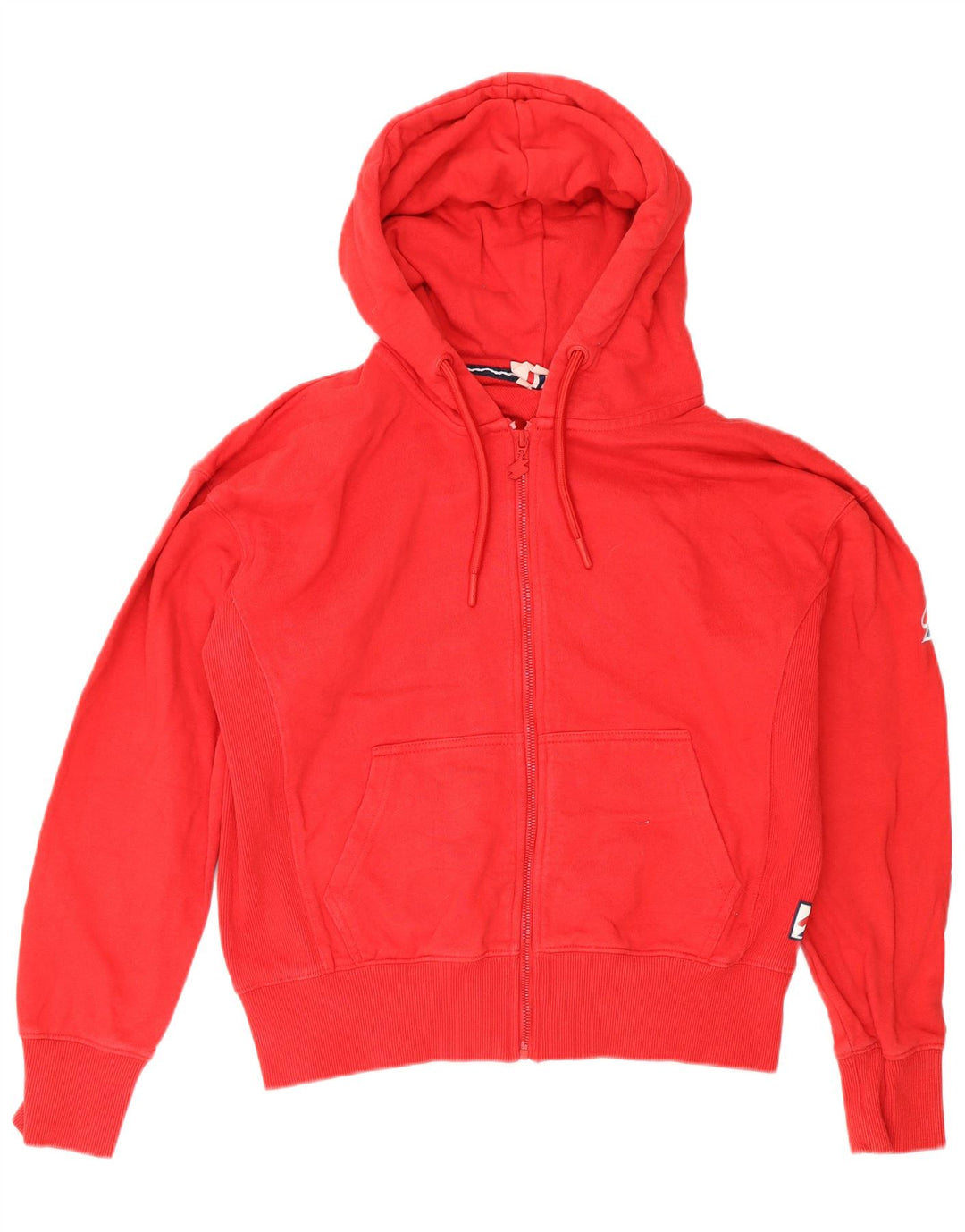 Suéter feminino Superdry com capuz e zíper Reino Unido 12 algodão vermelho médio