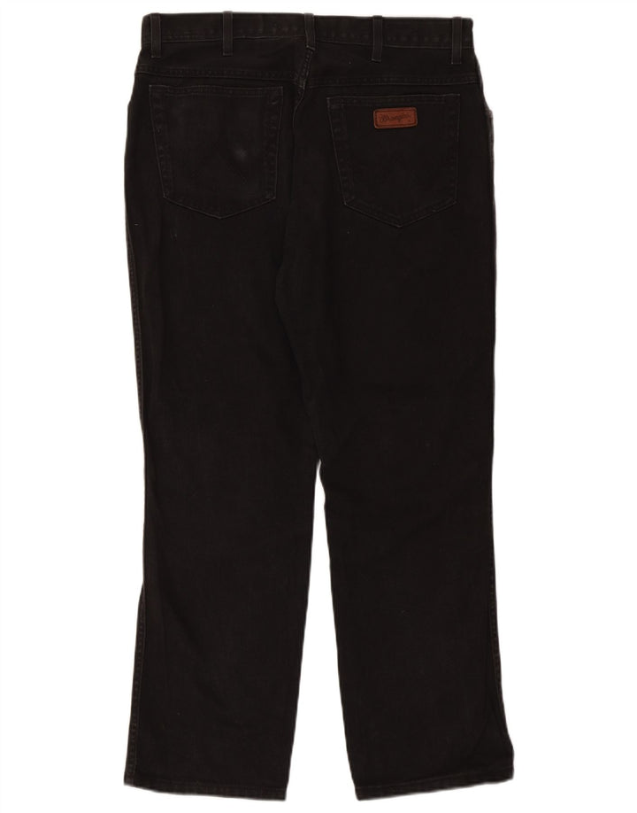 Wrangler Mens Regular Fit Straight Jeans W36 L30 Algodão Preto