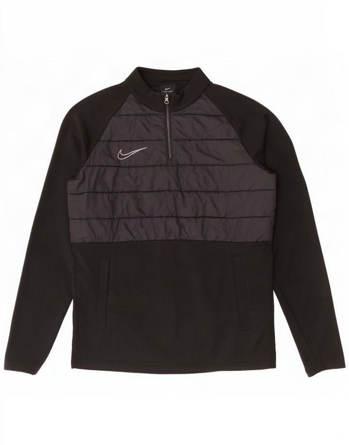 Pulôver masculino Nike Dri Fit com gola zip e top pequeno bloco colorido preto