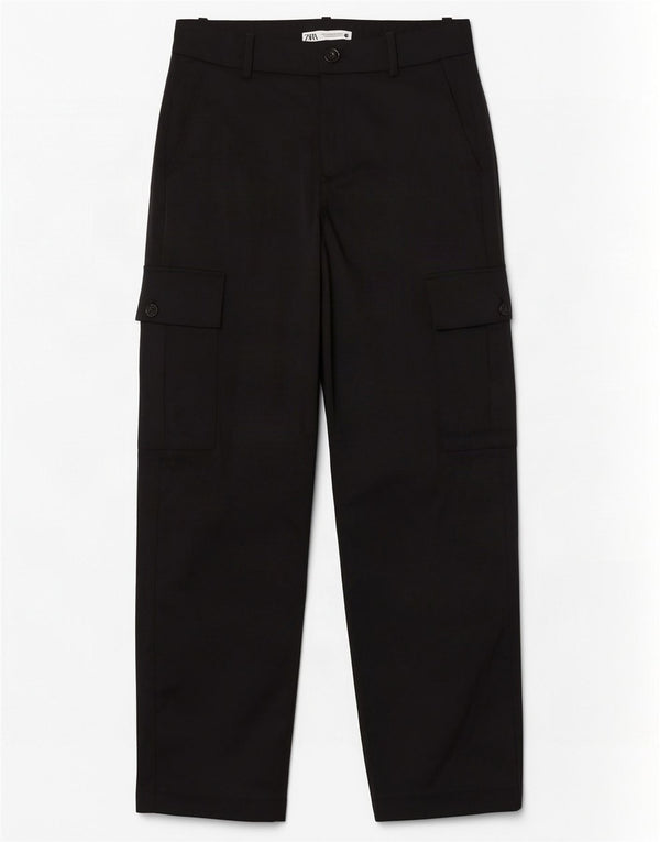 Calça cargo reta feminina Zara médio W28 L32 preta