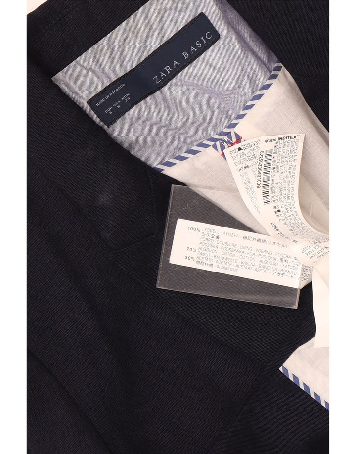 Jaqueta blazer feminina Zara com peito duplo Reino Unido 12 médio azul marinho Lyocell