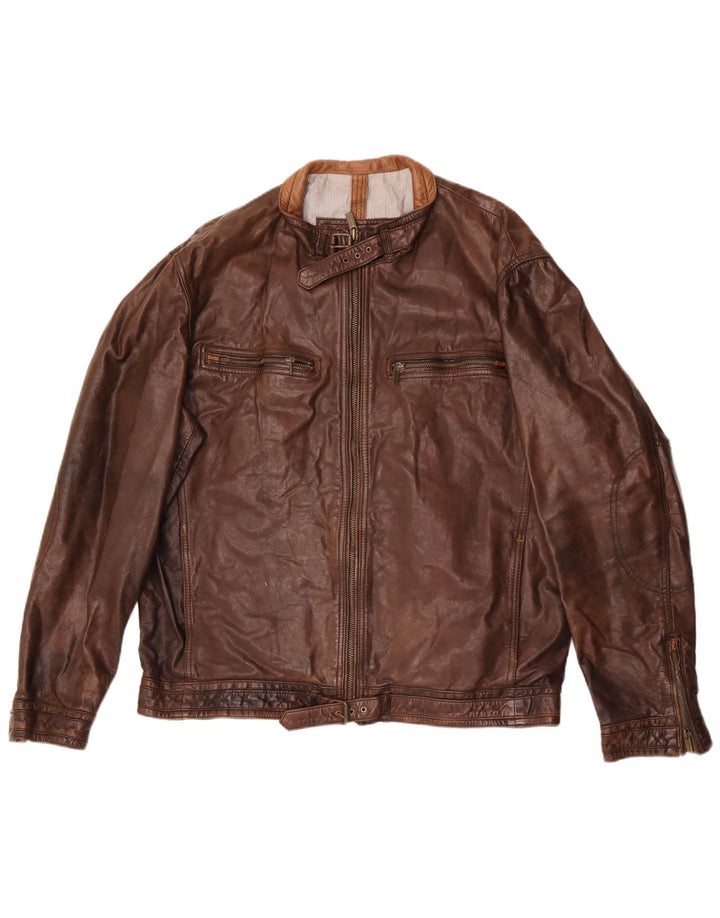 Jaqueta masculina de couro Massimo Dutti UK 42 XL couro marrom