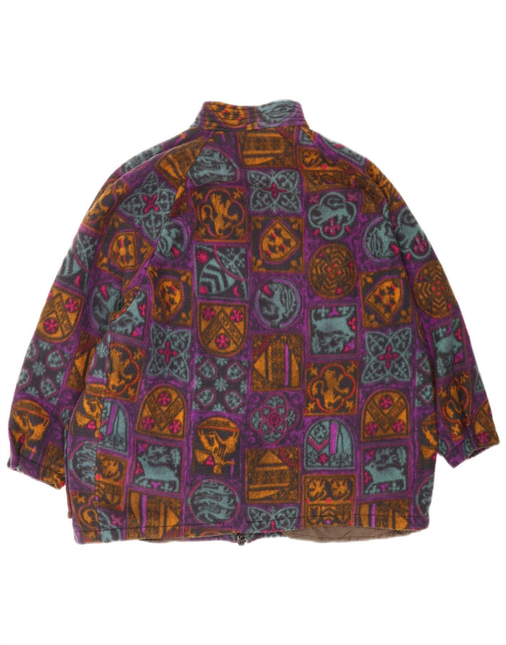 Jaqueta de lã superdimensionada vintage feminina UK 18 XL multicolorida geométrica