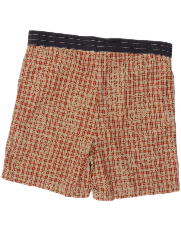 Shorts de natação masculino Tommy Hilfiger médio vermelho xadrez algodão