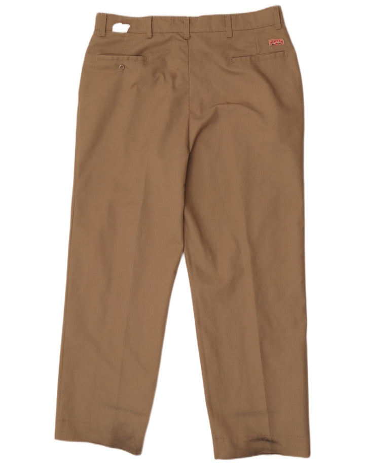 Calças chino retas masculinas Red Kap W38 L30 poliéster bege