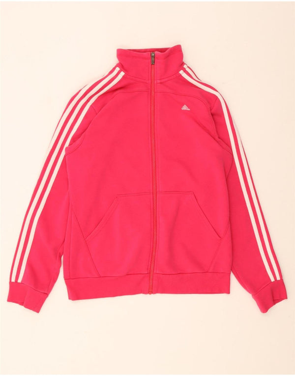 Adidas Womens Tracksuit Top Jacket UK 12/14 Médio Rosa Algodão