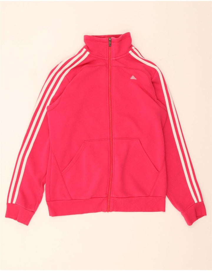 Adidas Womens Tracksuit Top Jacket UK 12/14 Médio Rosa Algodão