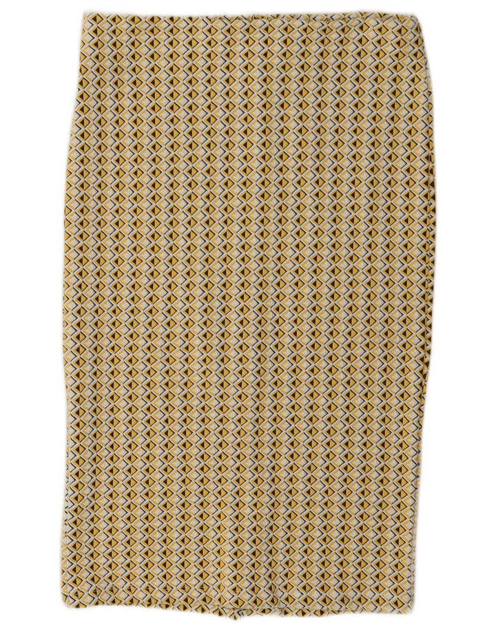 Saia midi feminina Zara médio W28 amarelo geométrico