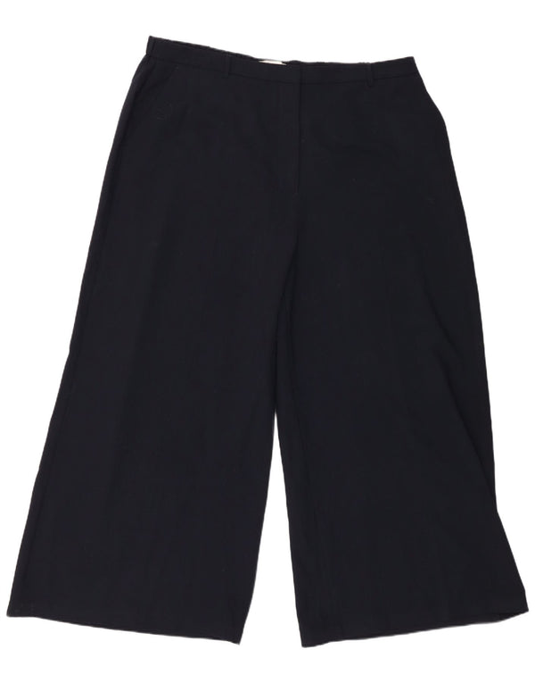 Calça chino feminina Marks & Spencer com perna larga Reino Unido 22 3XL W42 L28 Azul marinho