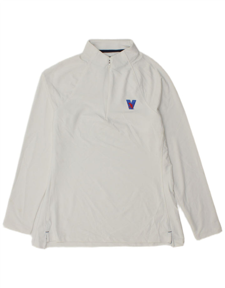 Pulôver feminino Peter Millar com zíper e gola em poliéster branco médio