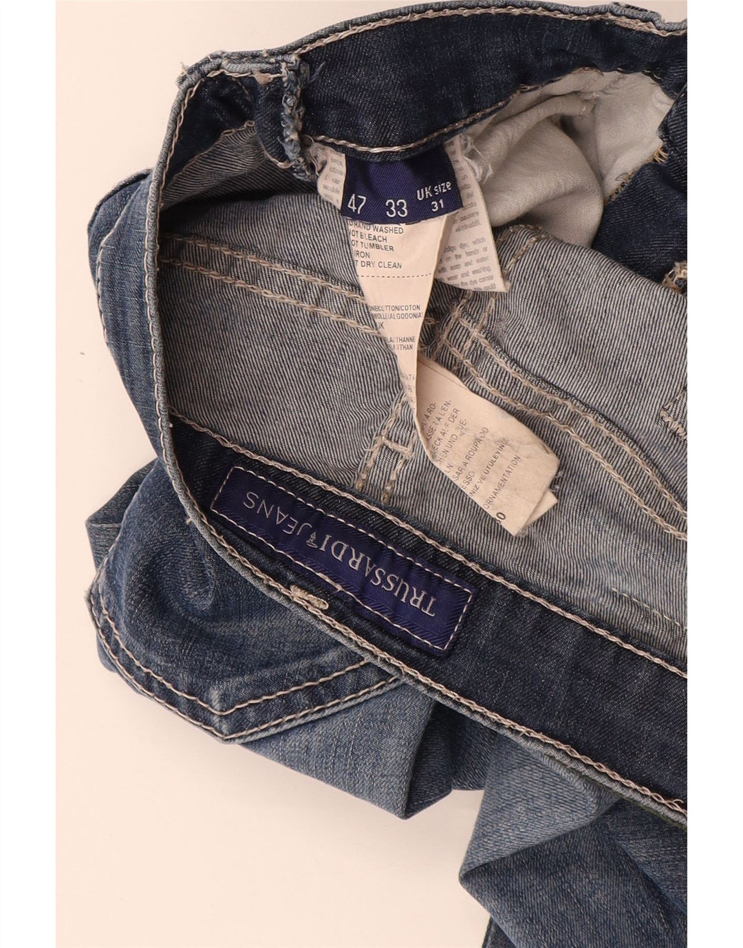 Jeans retos femininos Trussardi W31 L27 algodão azul