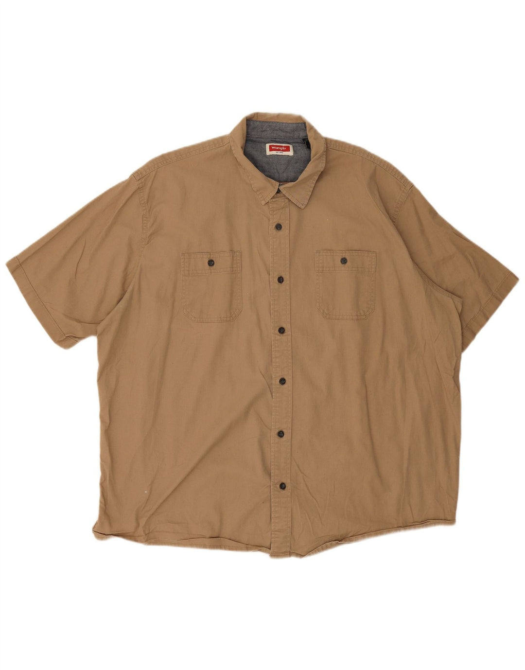 Camisa Wrangler masculina de manga curta 2XL algodão bege