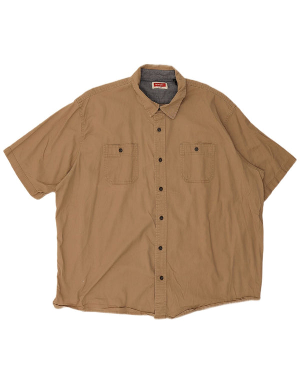 Camisa Wrangler masculina de manga curta 2XL algodão bege