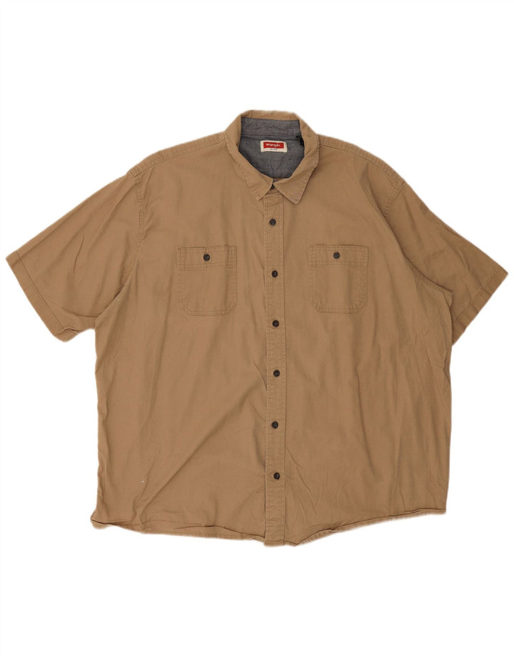 Camisa Wrangler masculina de manga curta 2XL algodão bege