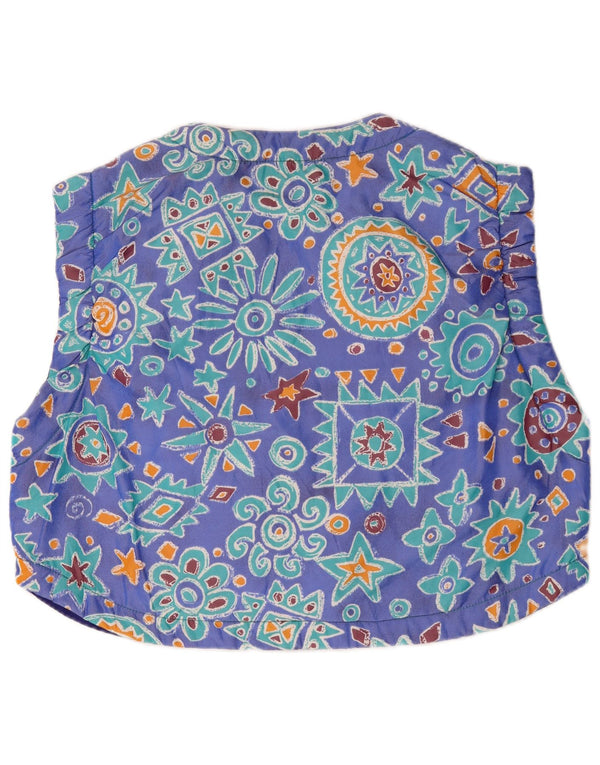 Colete feminino vintage UK 20 2XL azul geométrico