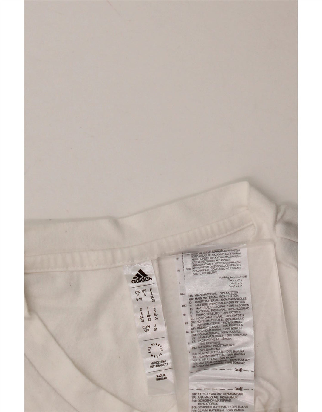 ADIDAS Womens T-Shirt Top UK 8/10 Pequeno Algodão Branco