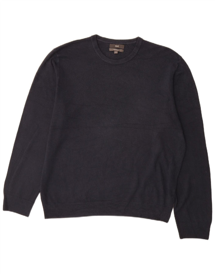 Suéter masculino Marks & Spencer com gola redonda 2XL azul marinho acrílico