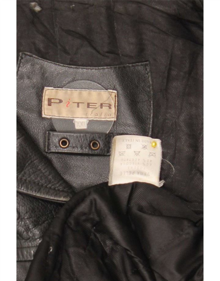 Jaqueta de couro masculina vintage UK 44 2XL preta