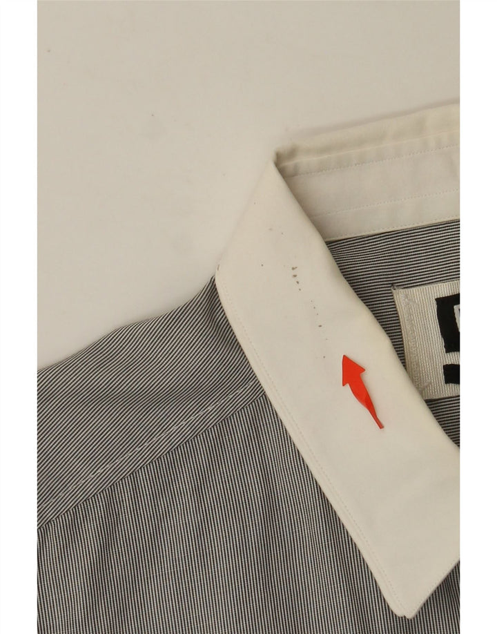 Camisa masculina slim fit DOLCE & GABBANA IT 52 grande algodão listrado cinza