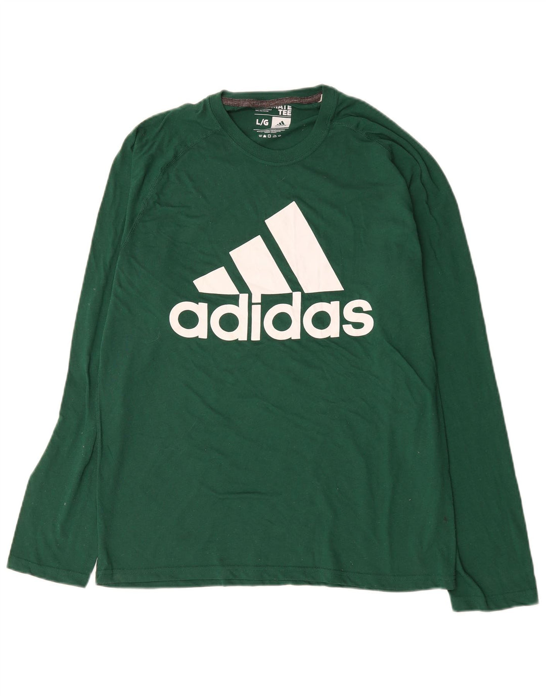 Adidas Mens Climalite Graphic Top Manga Longa Grande Algodão Verde