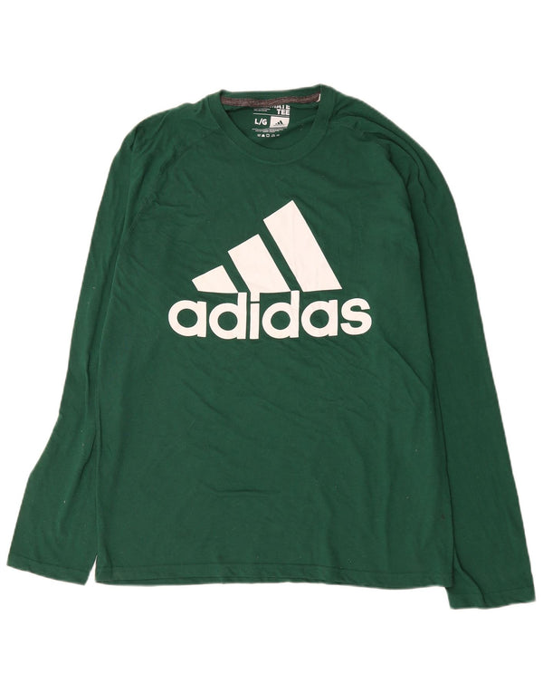 Adidas Mens Climalite Graphic Top Manga Longa Grande Algodão Verde