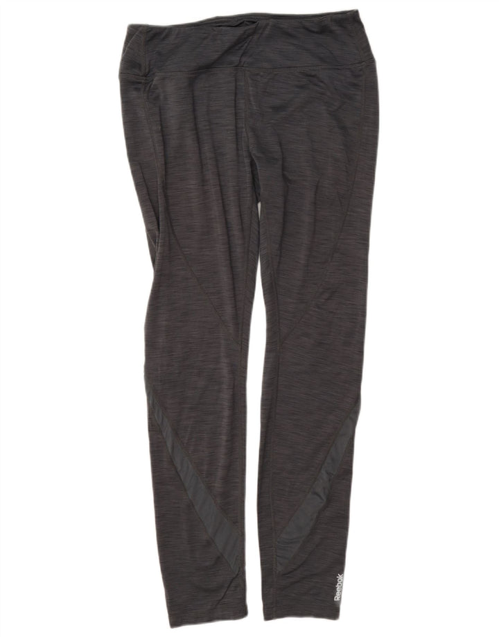 Leggings femininos Reebok UK 12 poliéster manchado cinza médio