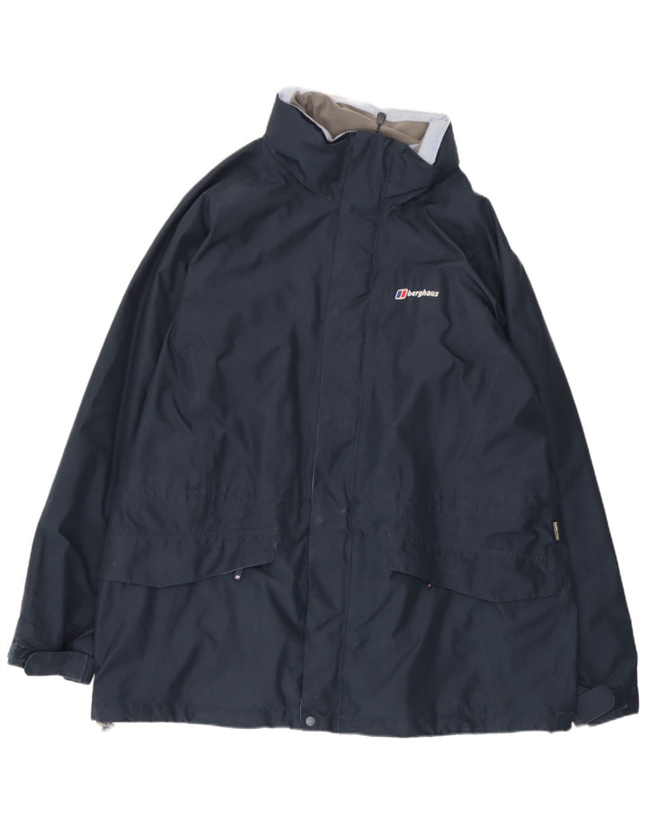 Jaqueta de chuva feminina com capuz Berghaus UK 20 2XL poliéster azul marinho